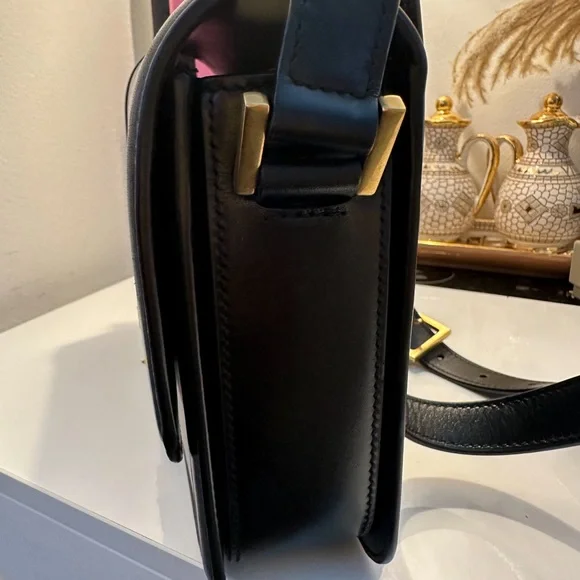 Yves Saint Laurent Black Crossbody Bag with Gold Logo - Picture 3 of 9